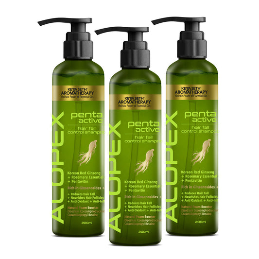 Alopex Penta Active Hair Fall Control Shampoo with Biotin & Pro-Vitamin B5- Promotes New Hair Growth & Reduces Hair Loss, For Men & Women 200ml x 3
