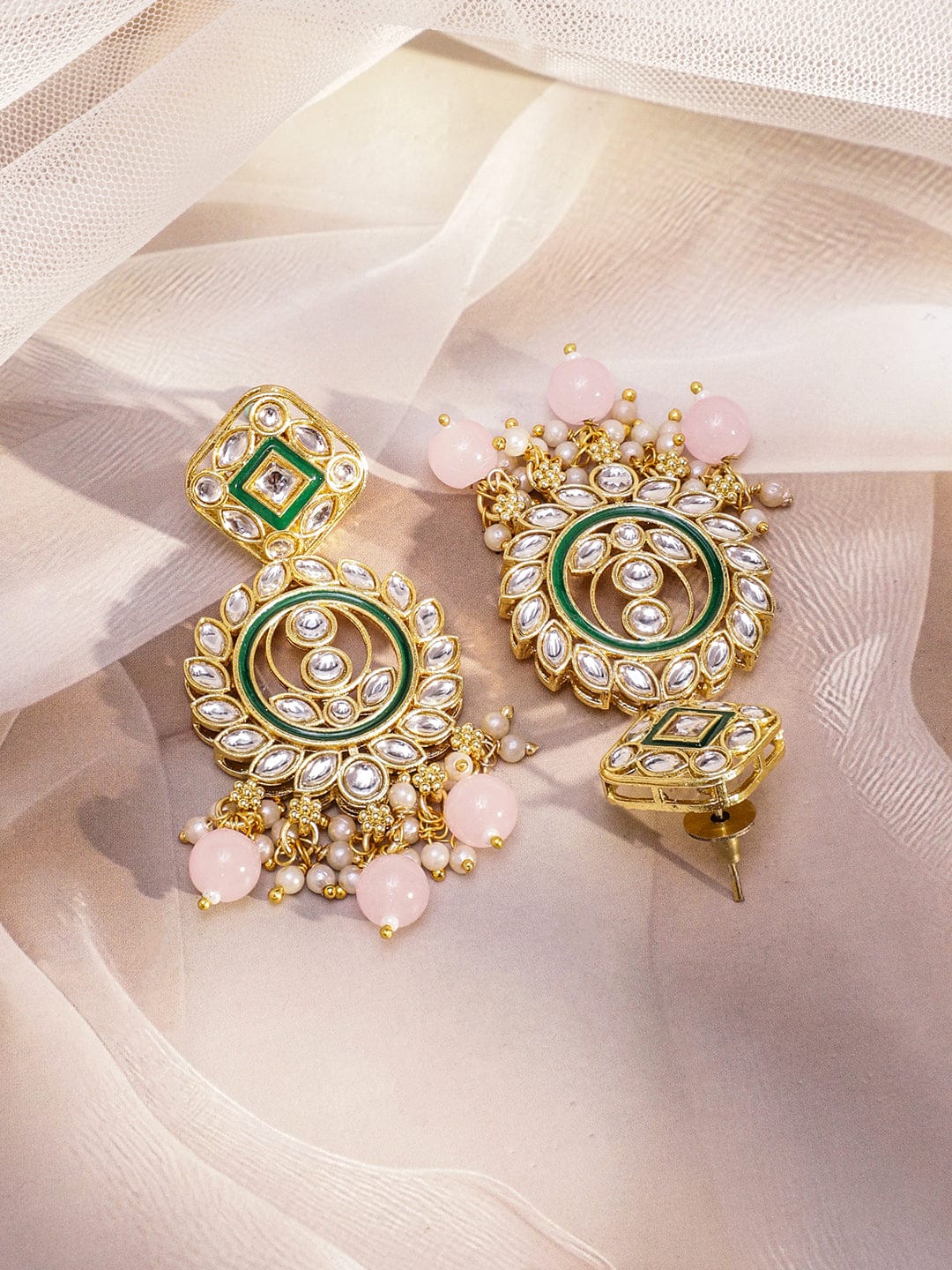 Pink Elegant Shine Kundan Necklace Set フリーサイズ
