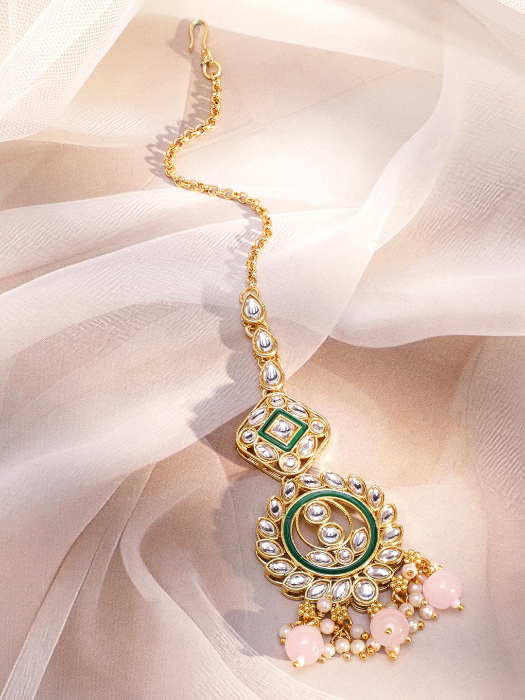 Pink Elegant Shine Kundan Necklace Set フリーサイズ