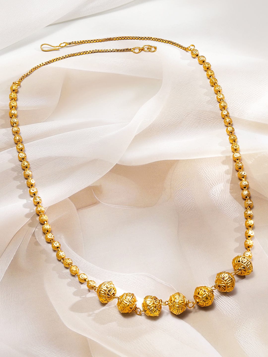 Polished Matar Mala Gold Plated Necklace フリーサイズ