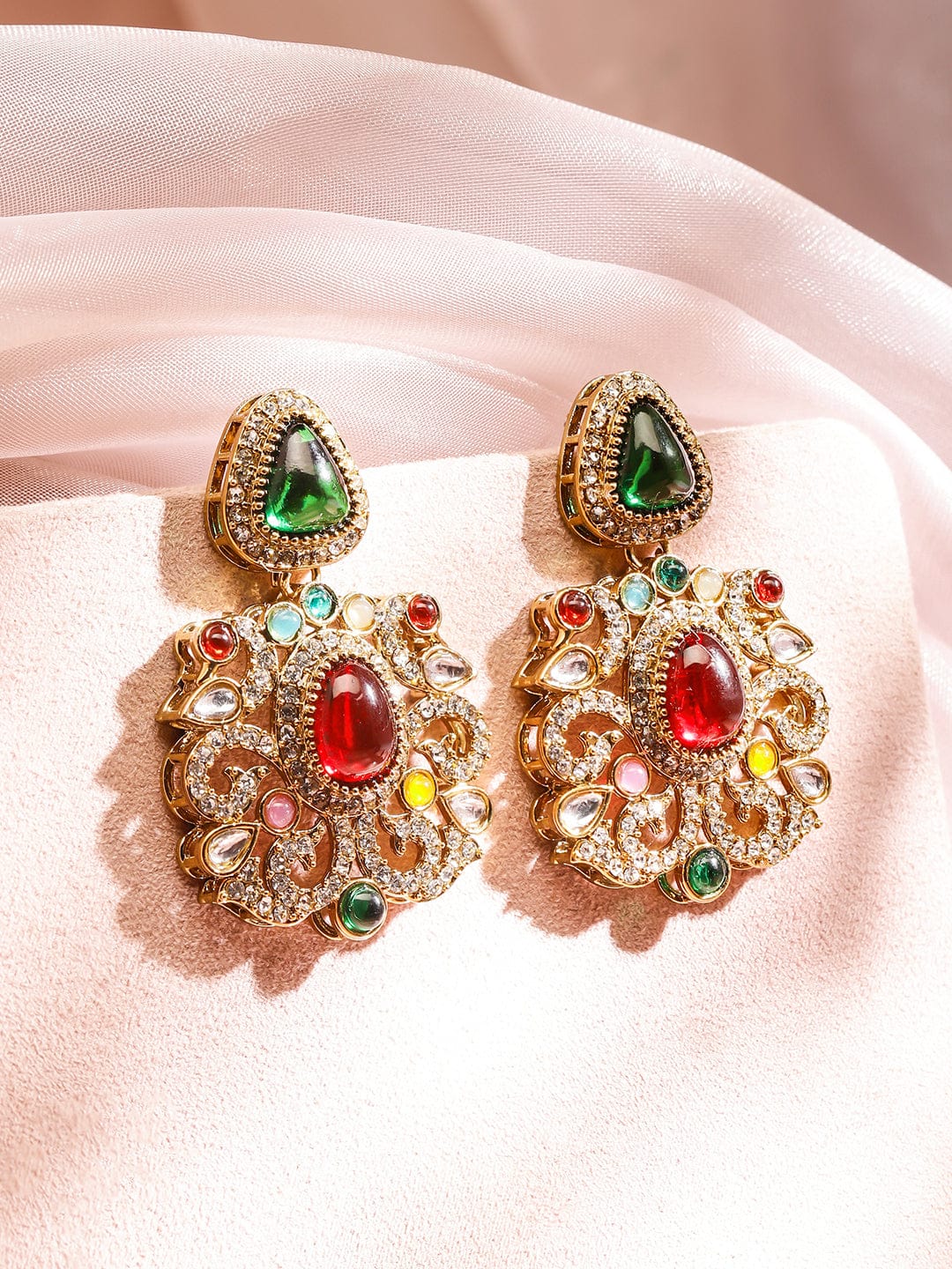 Prismatic Floral American Diamond Zirconia Danglers フリーサイズ