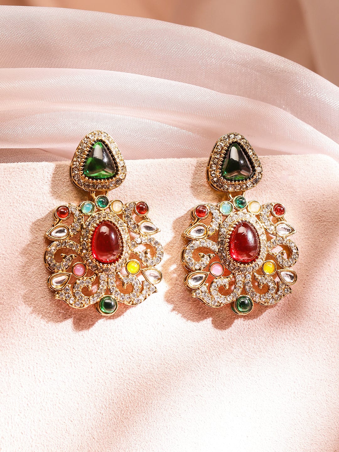 Prismatic Floral American Diamond Zirconia Danglers フリーサイズ