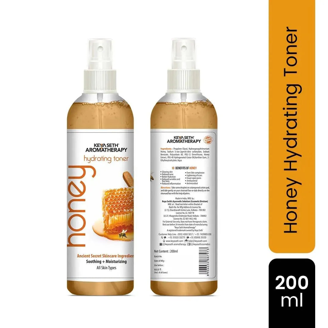 Honey Hydrating Toner, Deep Conditioning, Increase Elasticity with Pure Honey & Honey Conditioner & Sodium PCA, for Dry Dehydrated Skin 200ml 200ml