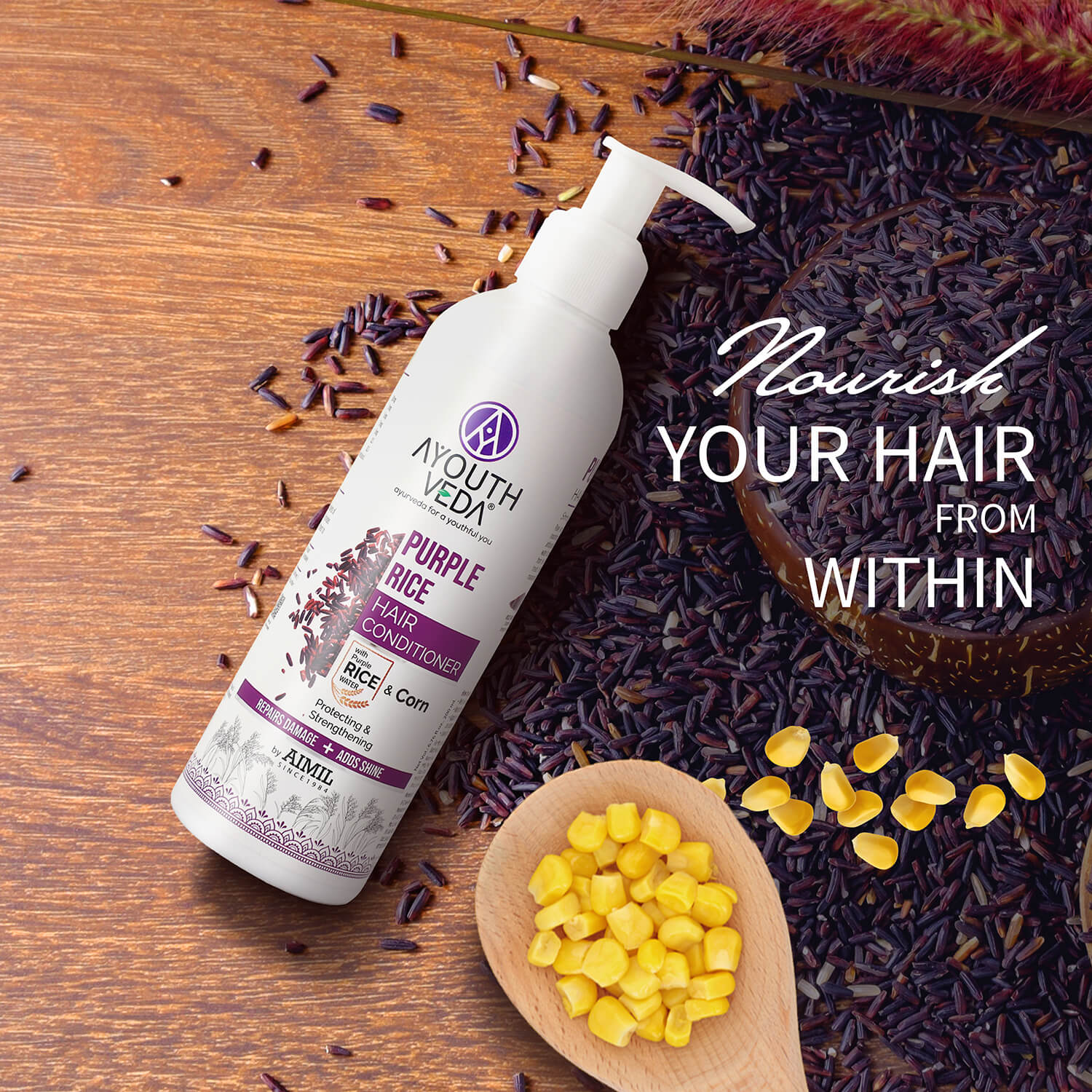 Purple Rice Hair Conditioner with Rice Water & Kernel Protein | Repairs Damage, Controls Frizz & Enhances Volume | Enriched with Eggplant, Betel & Guava Leaves | For All Hair Types | 200ml 200ml