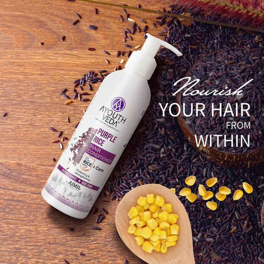 Purple Rice Hair Conditioner with Rice Water & Kernel Protein | Repairs Damage, Controls Frizz & Enhances Volume | Enriched with Eggplant, Betel & Guava Leaves | For All Hair Types | 200ml 200ml