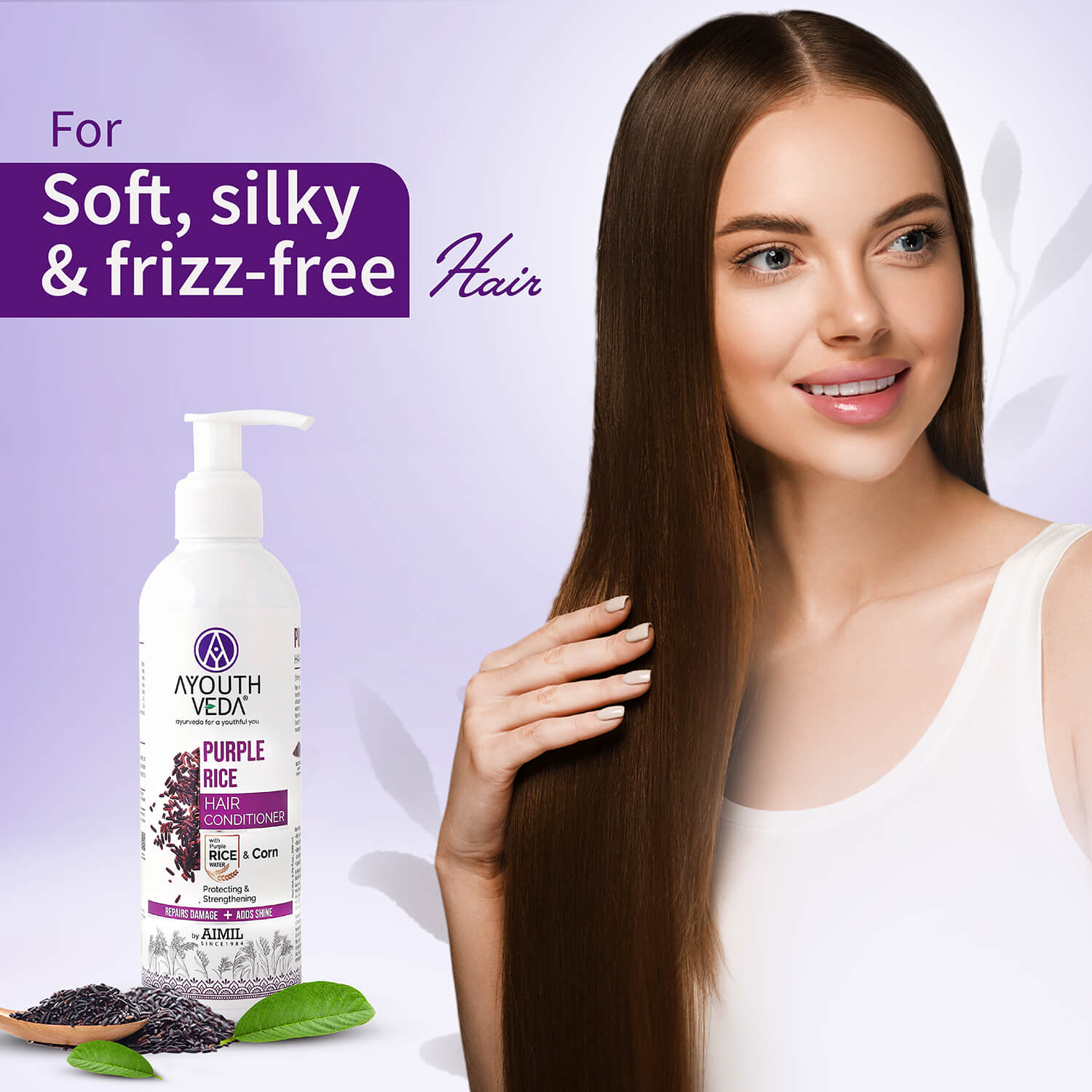 Purple Rice Hair Conditioner with Rice Water & Kernel Protein | Repairs Damage, Controls Frizz & Enhances Volume | Enriched with Eggplant, Betel & Guava Leaves | For All Hair Types | 200ml 200ml