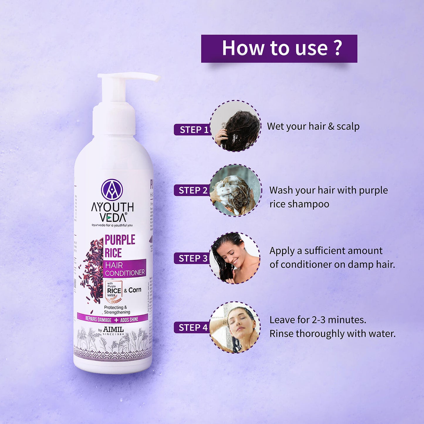 Purple Rice Hair Conditioner with Rice Water & Kernel Protein | Repairs Damage, Controls Frizz & Enhances Volume | Enriched with Eggplant, Betel & Guava Leaves | For All Hair Types | 200ml 200ml