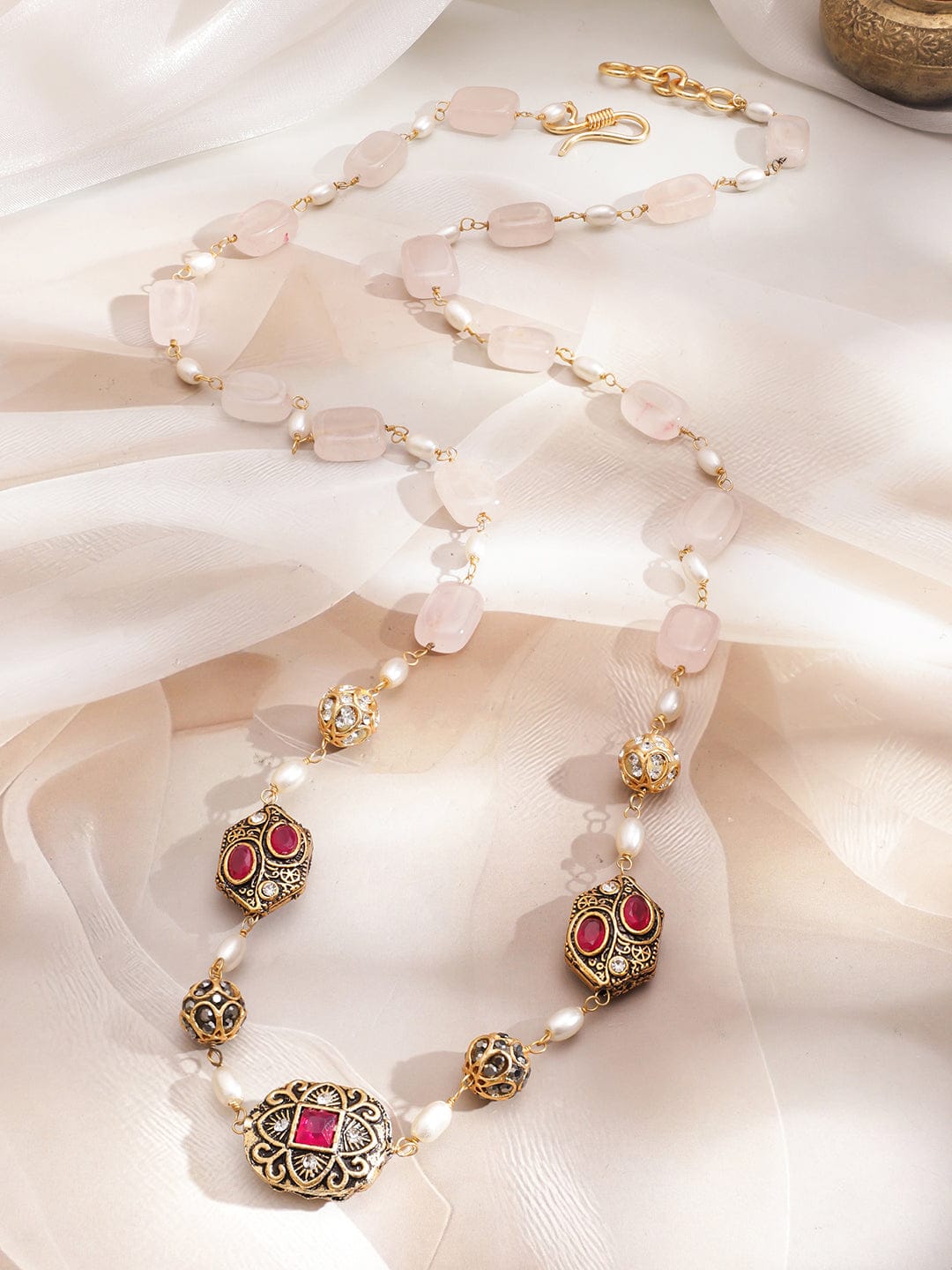 Radiant Beaded with Pearls Necklace フリーサイズ