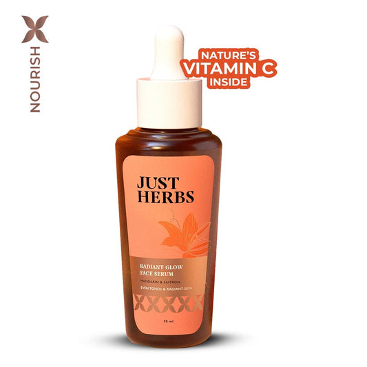 Just Herbs ラディアントグロウ フェイスセラム マンダリン＆サフラン 30ml のボトル