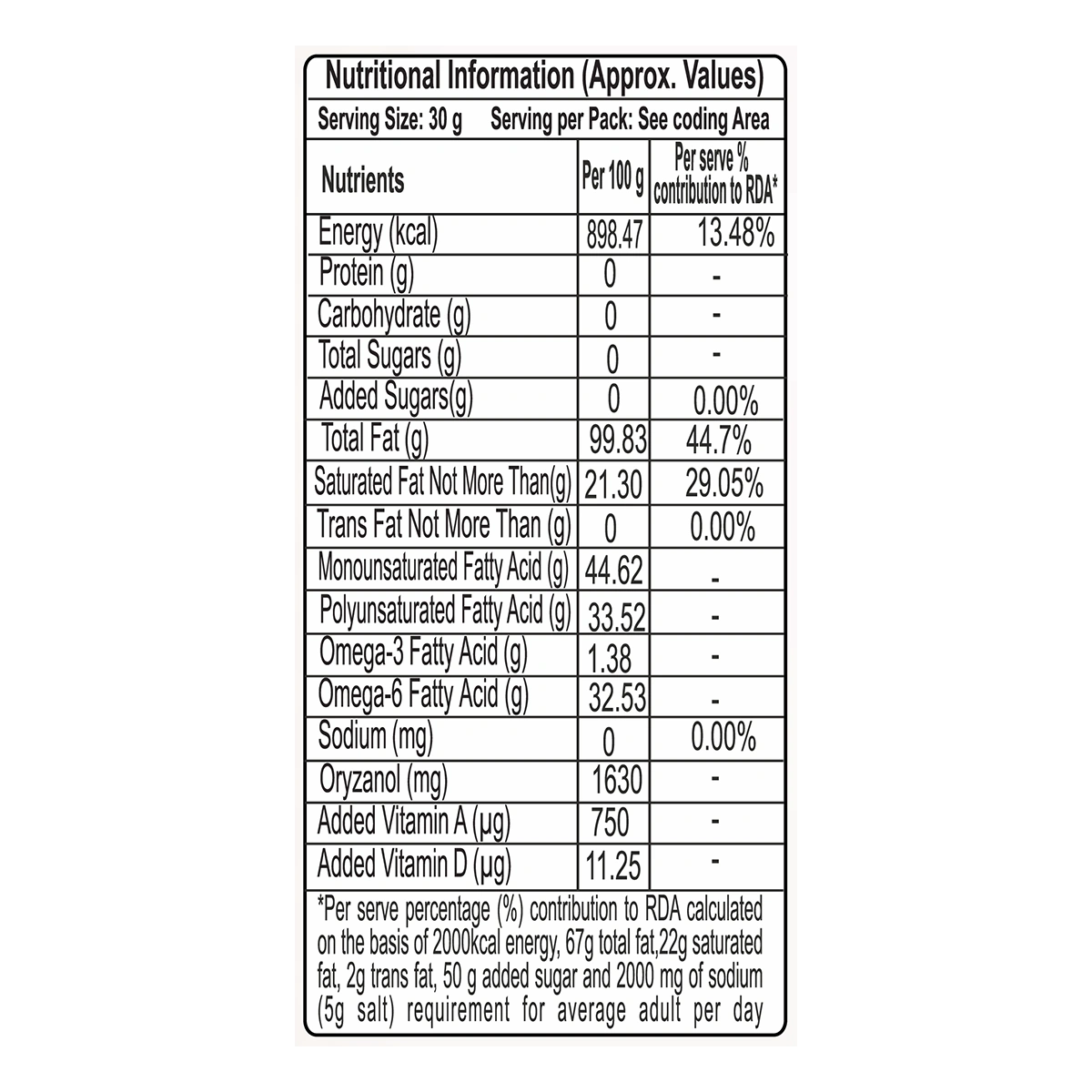 【Patanjali】 Rice Bran Oil (Pouch)｜米ぬか油（パウチ）｜750g