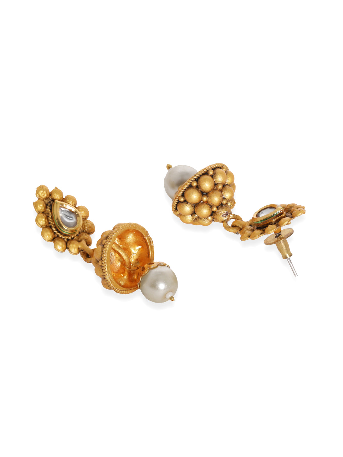 Rubans Gold Plated Pearl Statement Necklace Set Gold