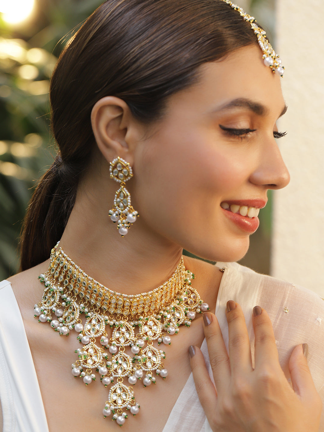Royal Kundan Choker Necklace Set Gold