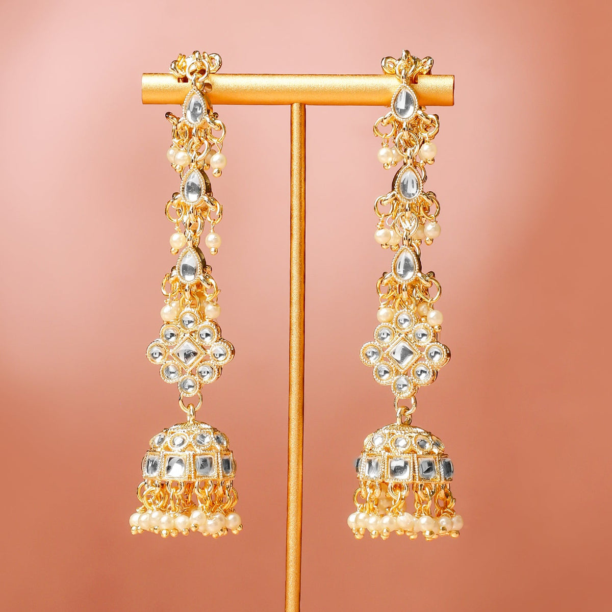 Golden Stories Dipped in Kundan Jhumka フリーサイズ