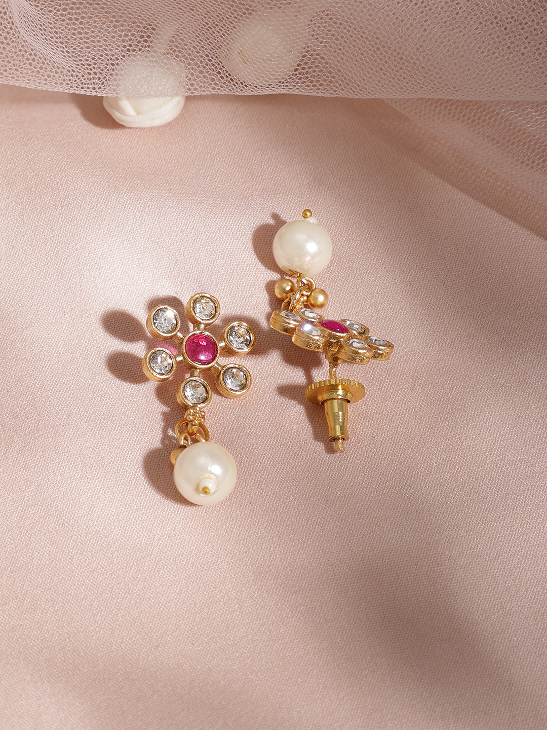 Vibrant Pink Floral Necklace Set フリーサイズ