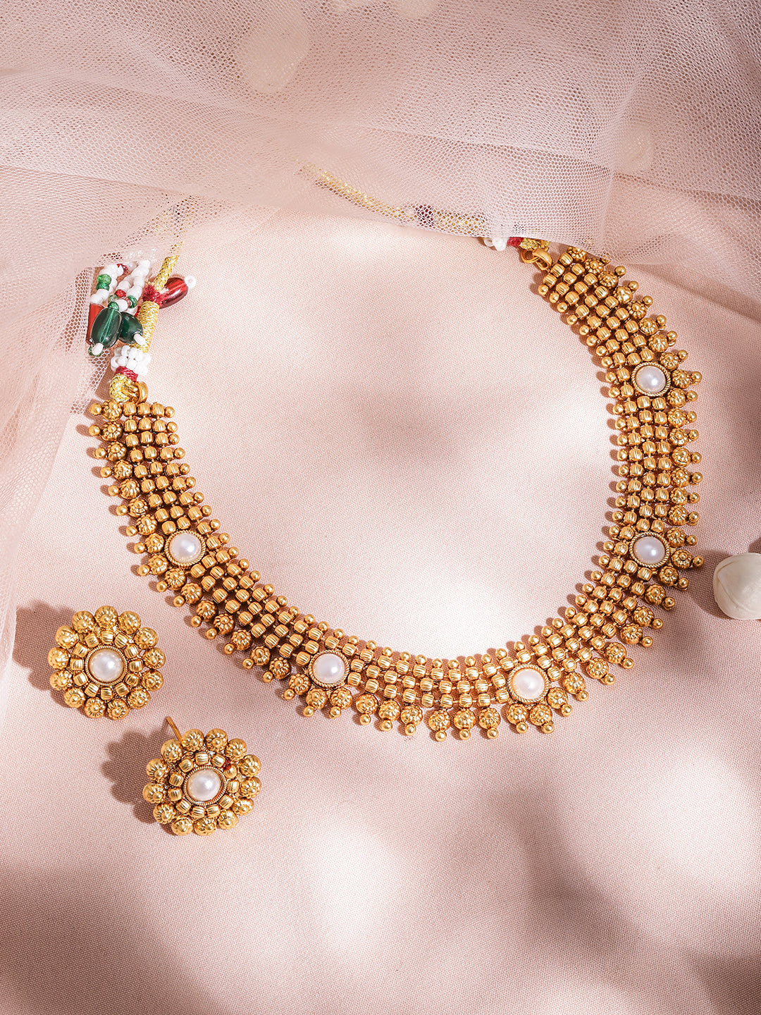 Majestic White Gold Plated Short Necklace Set Gold