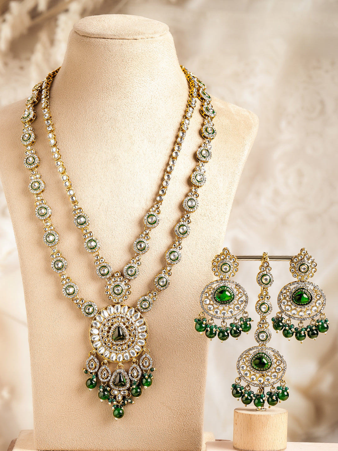 Timeless Bridal Emerald Kundan Jewellery Set フリーサイズ