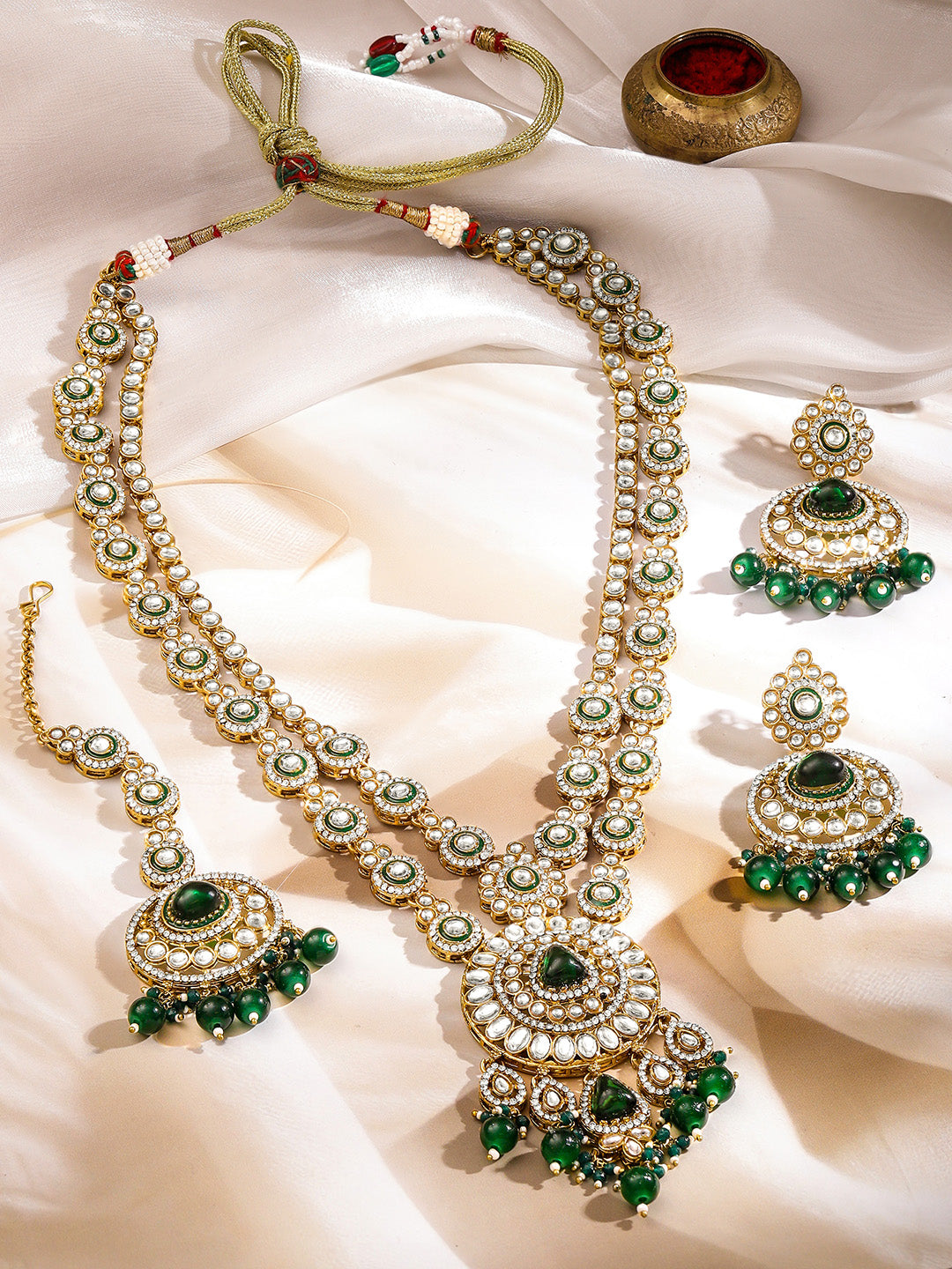 Timeless Bridal Emerald Kundan Jewellery Set フリーサイズ