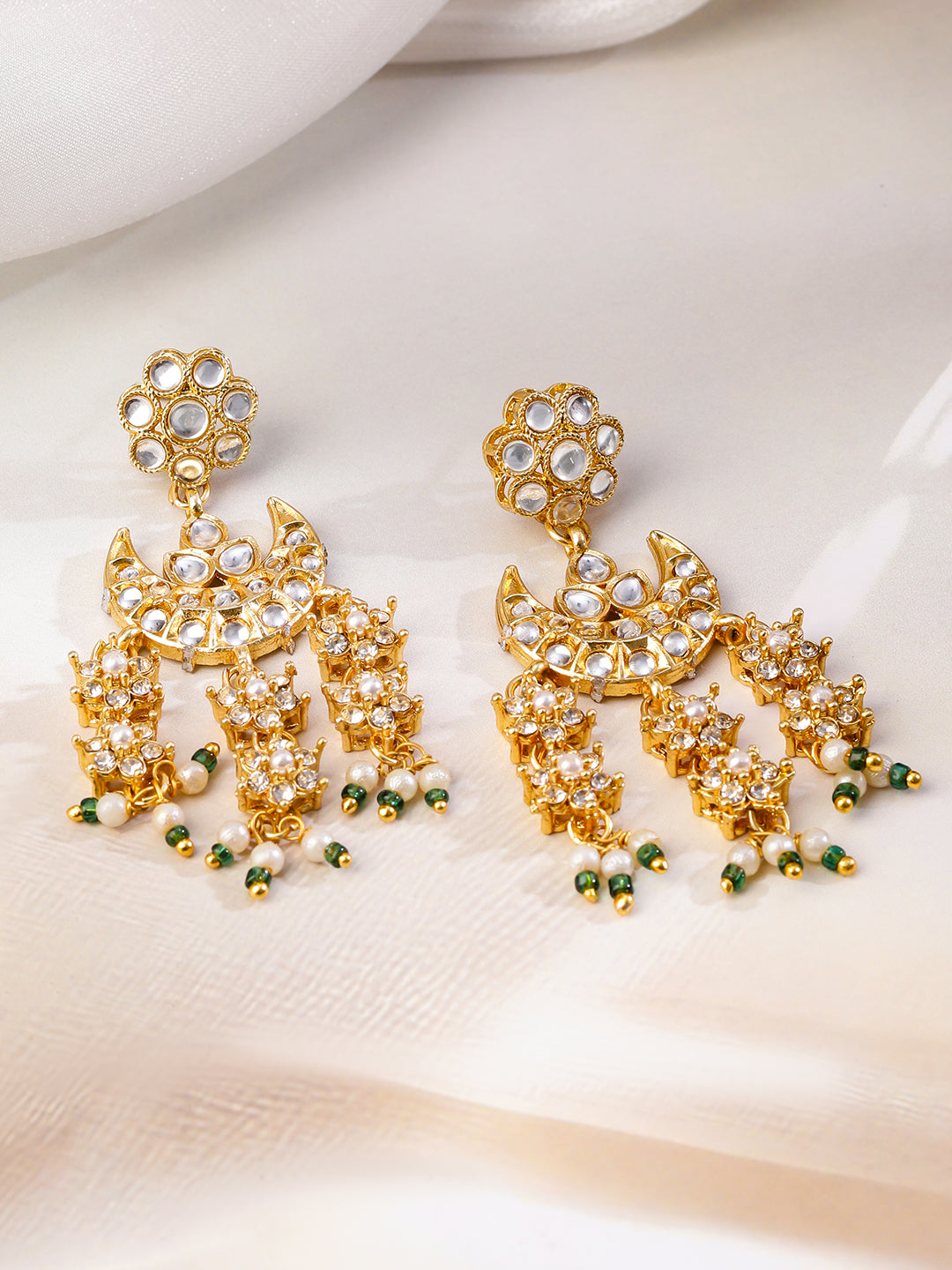 Multi-Layered American Diamond Zirconia Pearl Necklace Set フリーサイズ