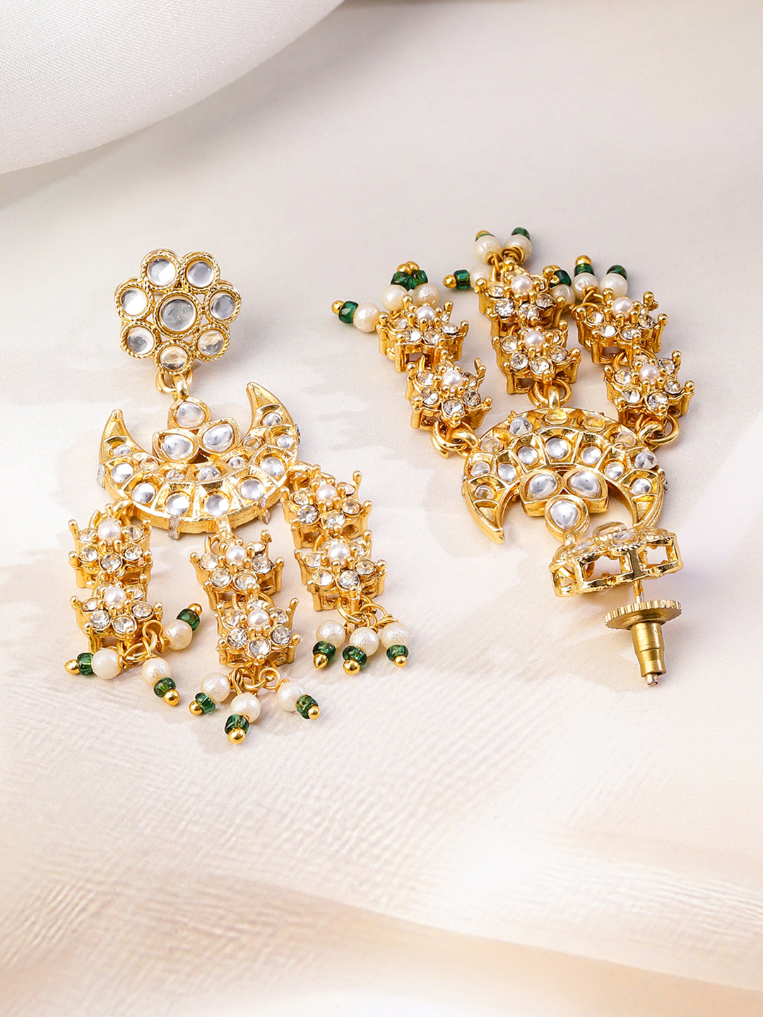 Multi-Layered American Diamond Zirconia Pearl Necklace Set フリーサイズ