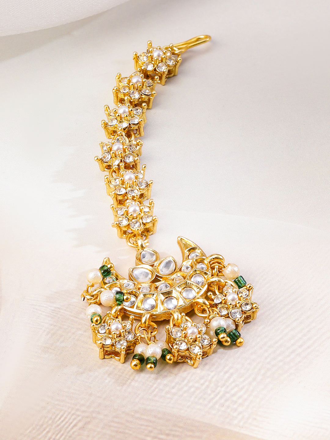 Multi-Layered American Diamond Zirconia Pearl Necklace Set フリーサイズ