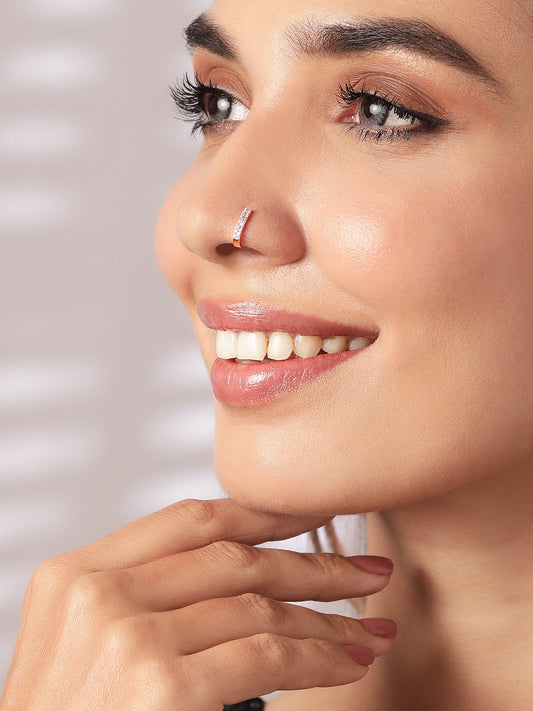 【Rubans】 Rose Gold Plated Handcrafted Zircon Stone Nose Clip｜ローズゴールドメッキ ハンドクラフト ジルコンストーン ノーズクリップ
