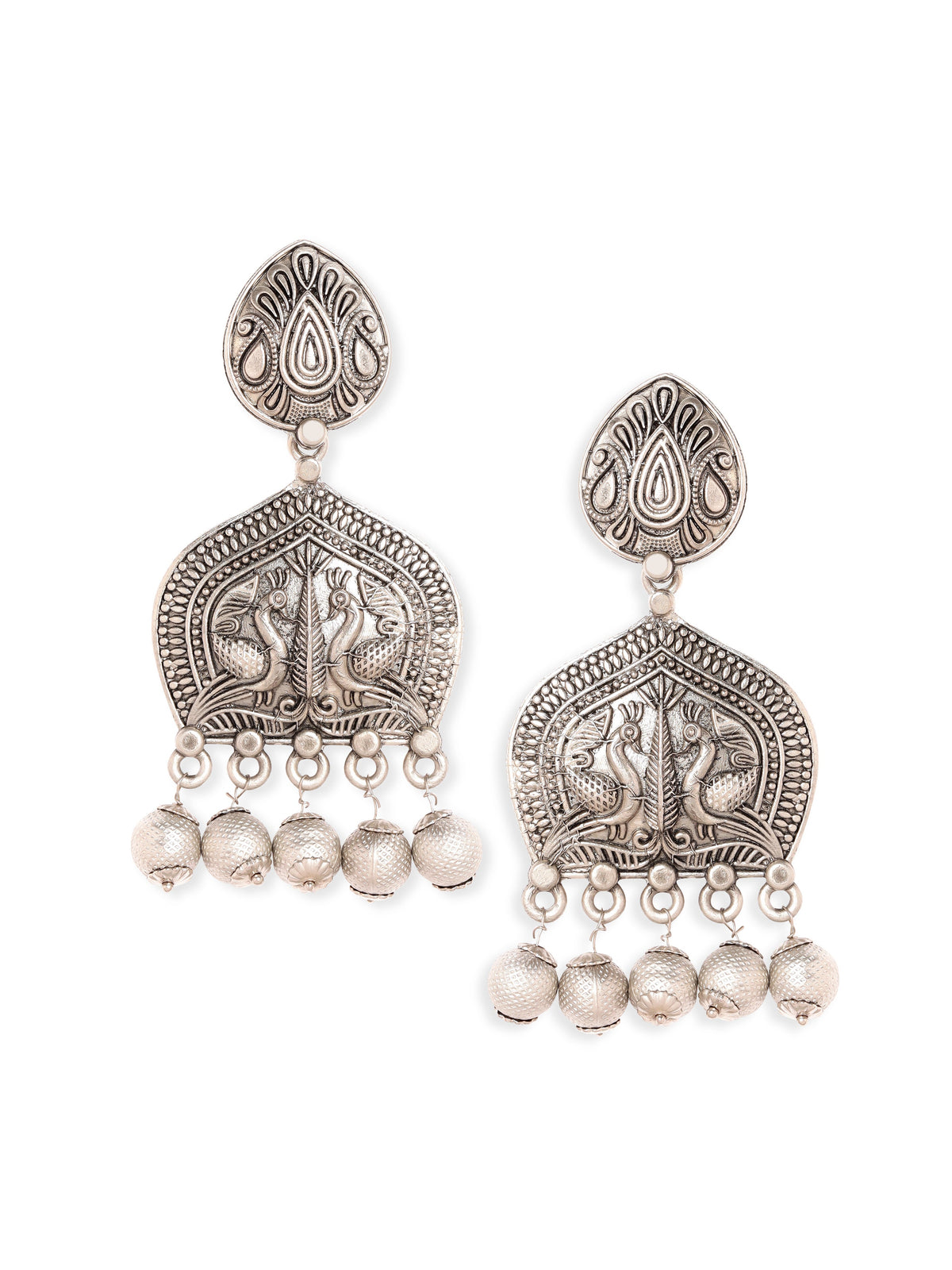 Pearl Symphony Peacock Drops Silver