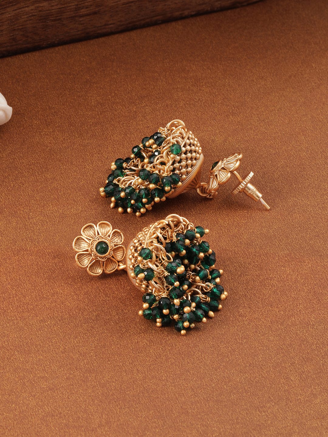 Regal Aura Green Jhumka Gold