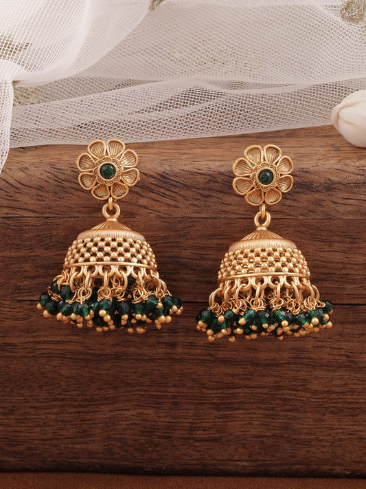 Regal Aura Green Jhumka Gold