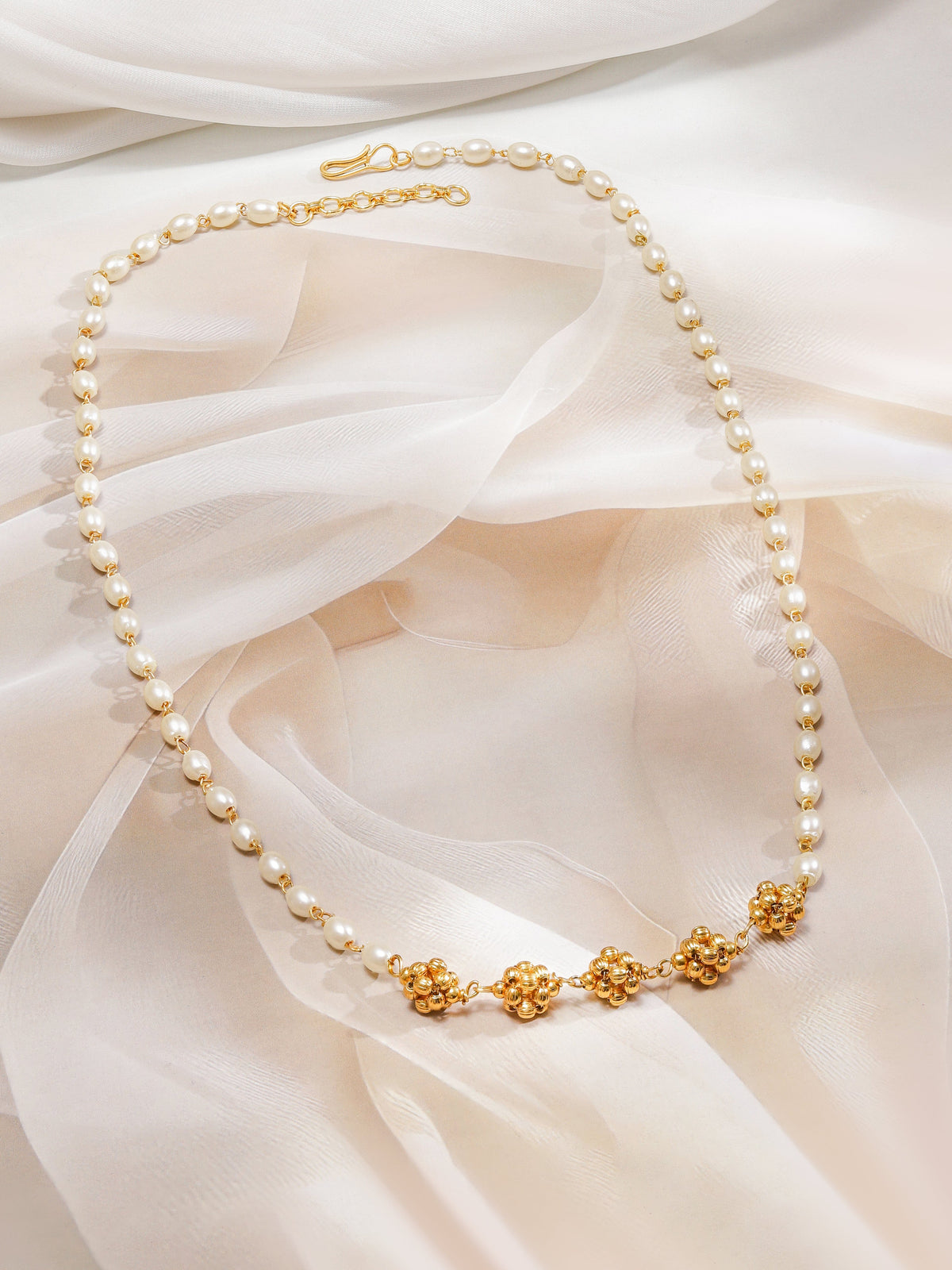 Regal Pearl & Floral Beads Necklace フリーサイズ