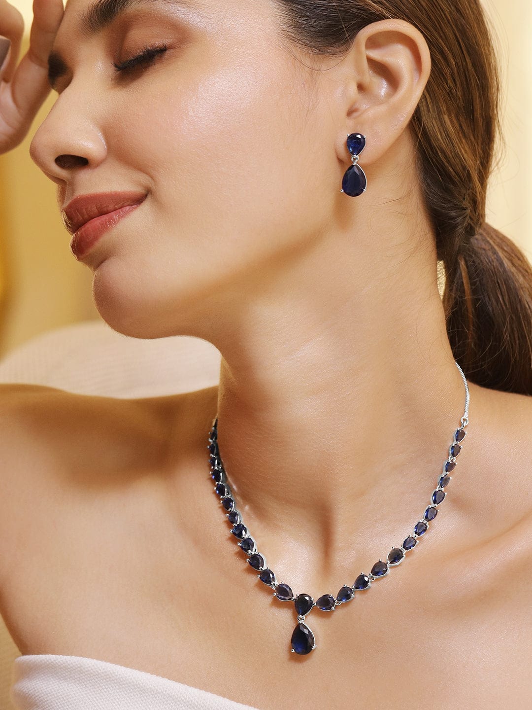Chic Saphire Blue Necklace Set Green