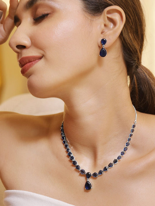 Chic Saphire Blue Necklace Set Green