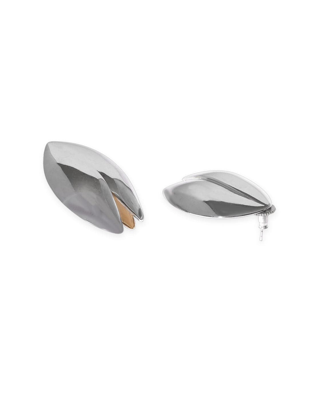 Gold Toned Shell Motif Stud Earrings Silver