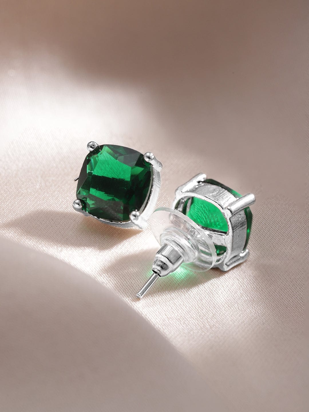 American Diamond Zirconia Emerald Studded Pendant Necklace Set Green
