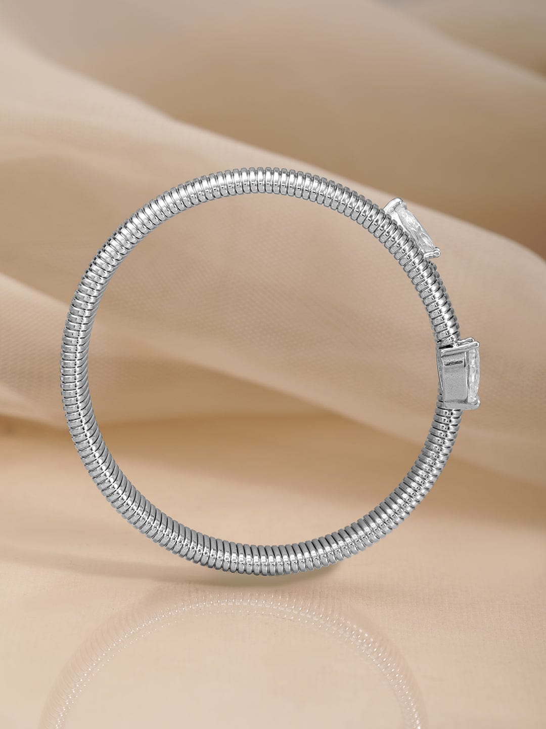 Rhodium-Plated Kada Bracelet Silver