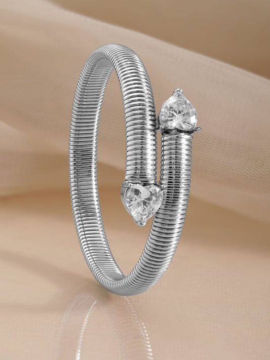 Rhodium-Plated Kada Bracelet Silver