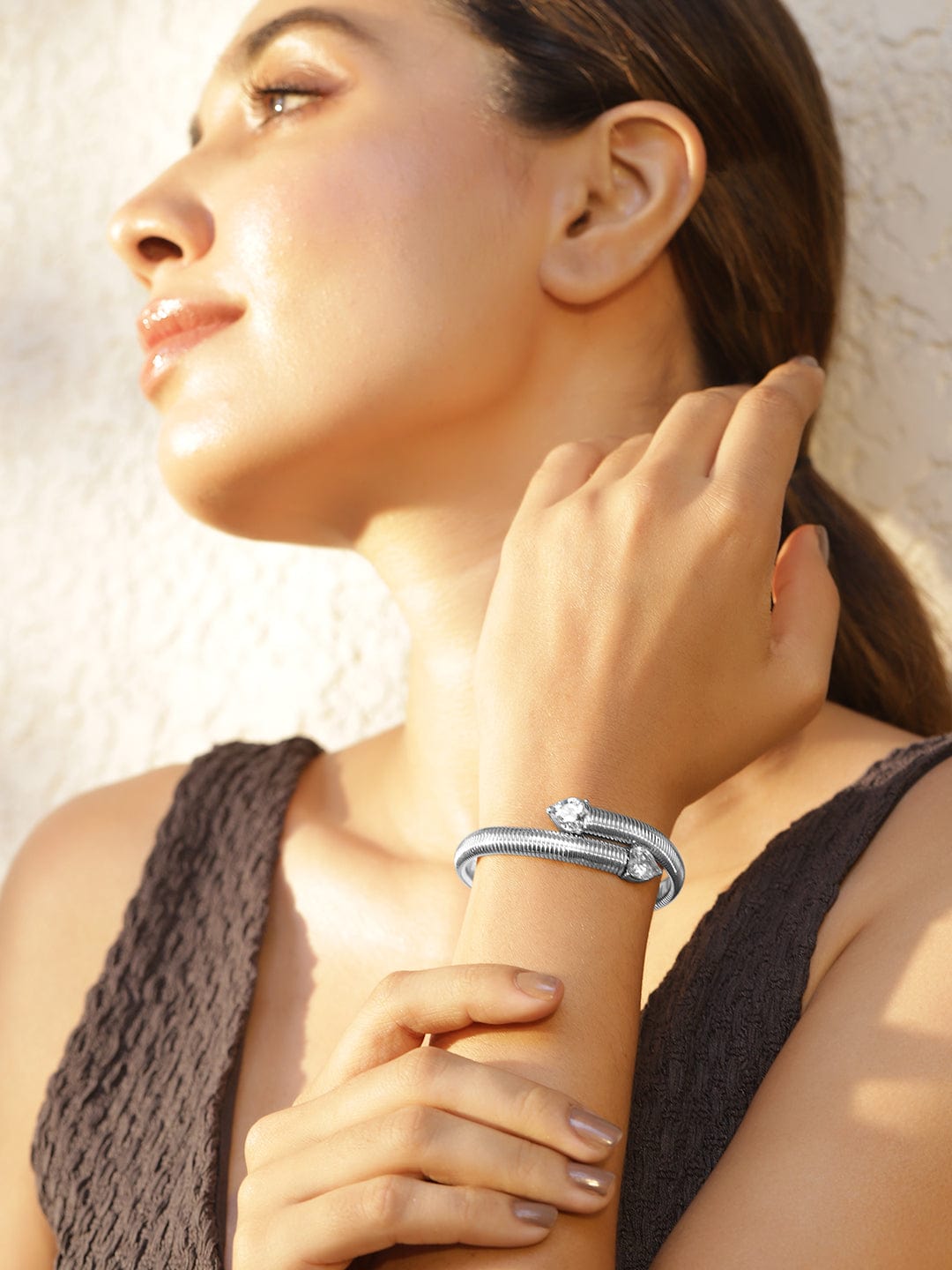 Rhodium-Plated Kada Bracelet Silver