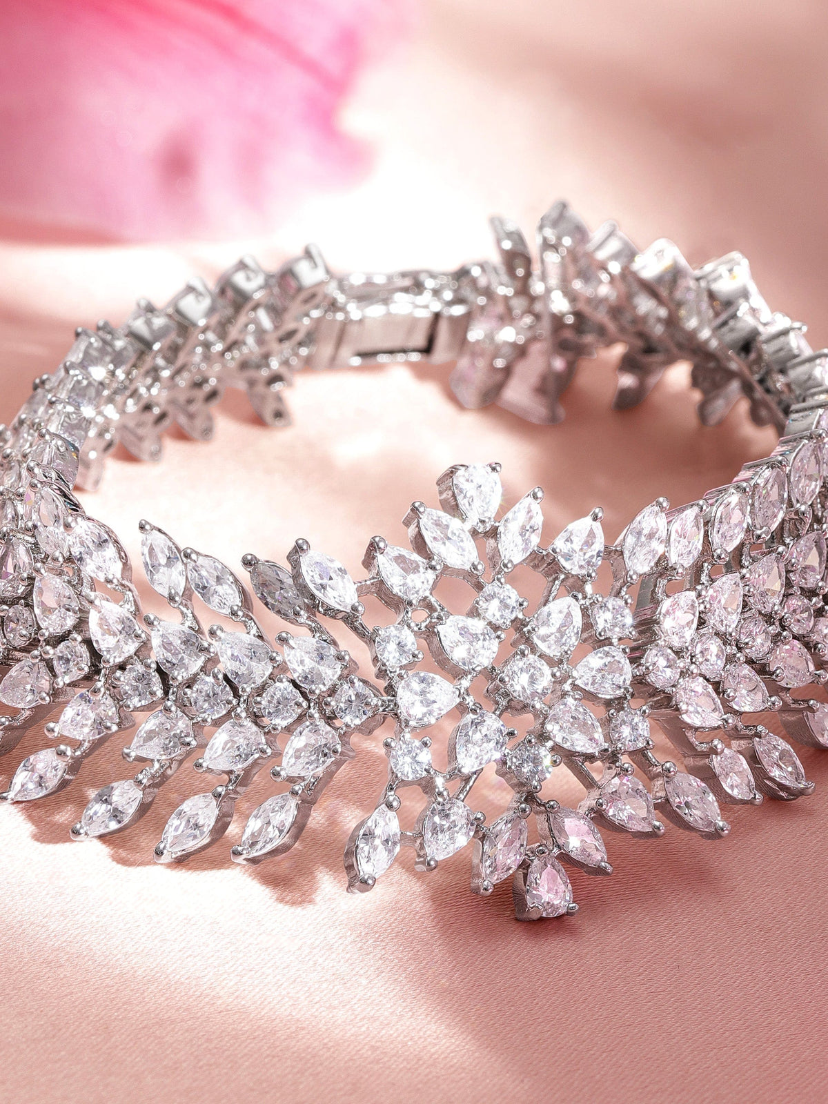 Rubans Rhodium Plated Marquise and Pear Crystal Cubic Zirconia Luxury bracelet Silver