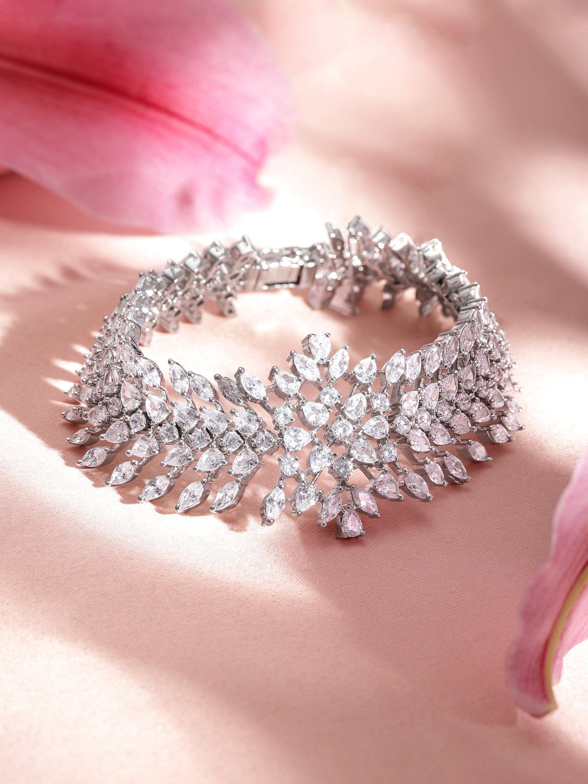 Rubans Rhodium Plated Marquise and Pear Crystal Cubic Zirconia Luxury bracelet Silver