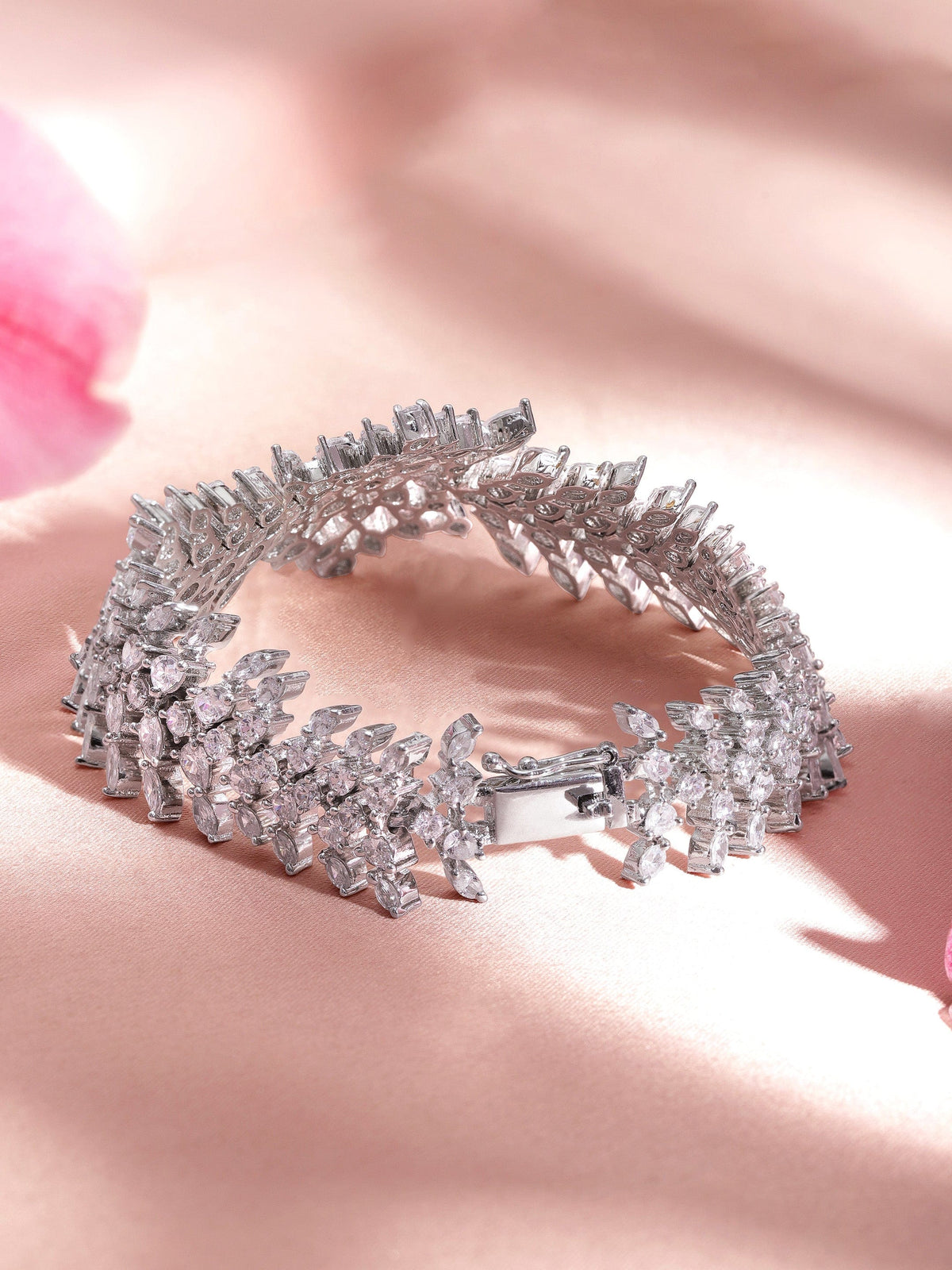 Rubans Rhodium Plated Marquise and Pear Crystal Cubic Zirconia Luxury bracelet Silver