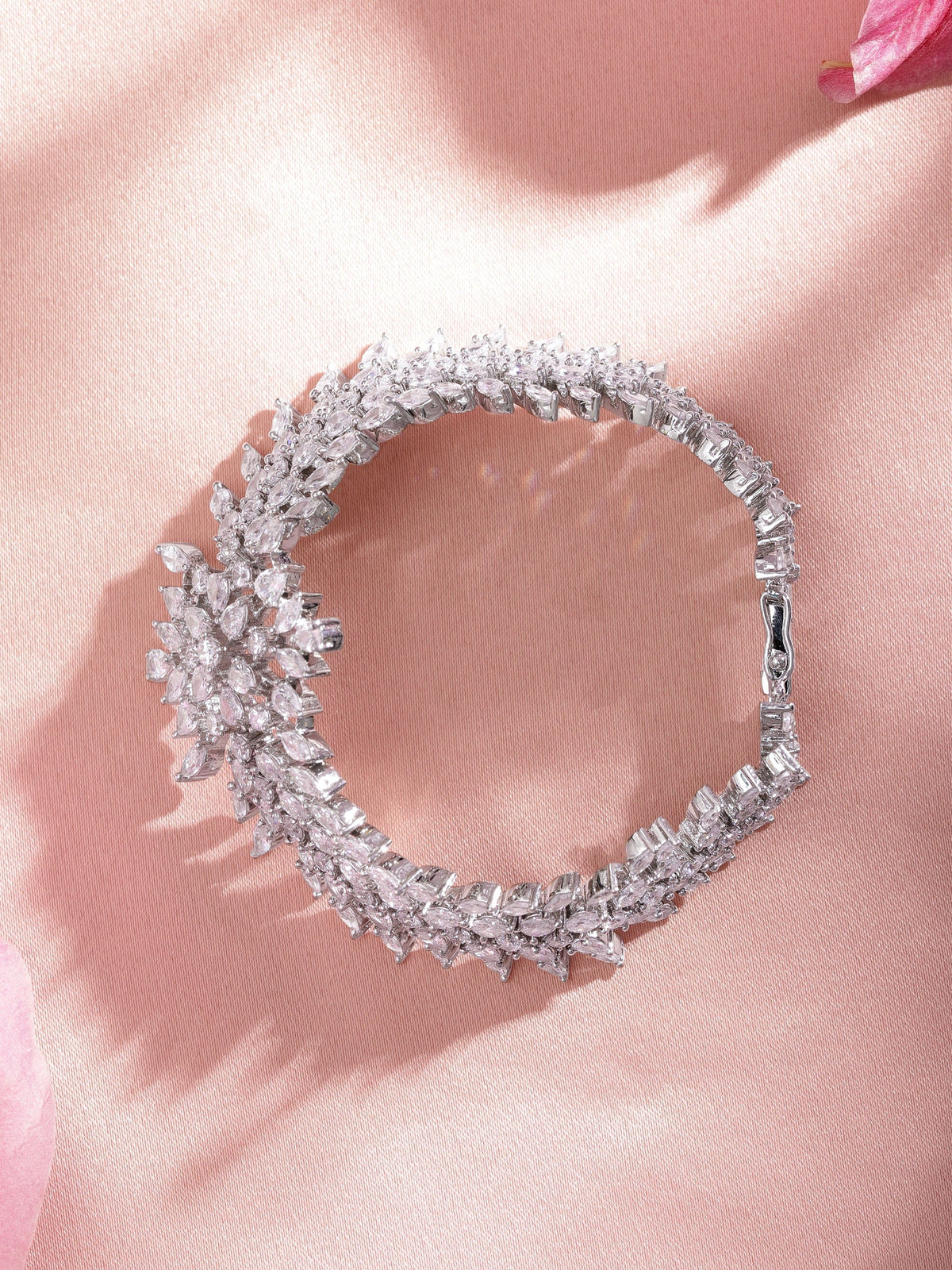 Rubans Rhodium Plated Marquise and Pear Crystal Cubic Zirconia Luxury bracelet Silver