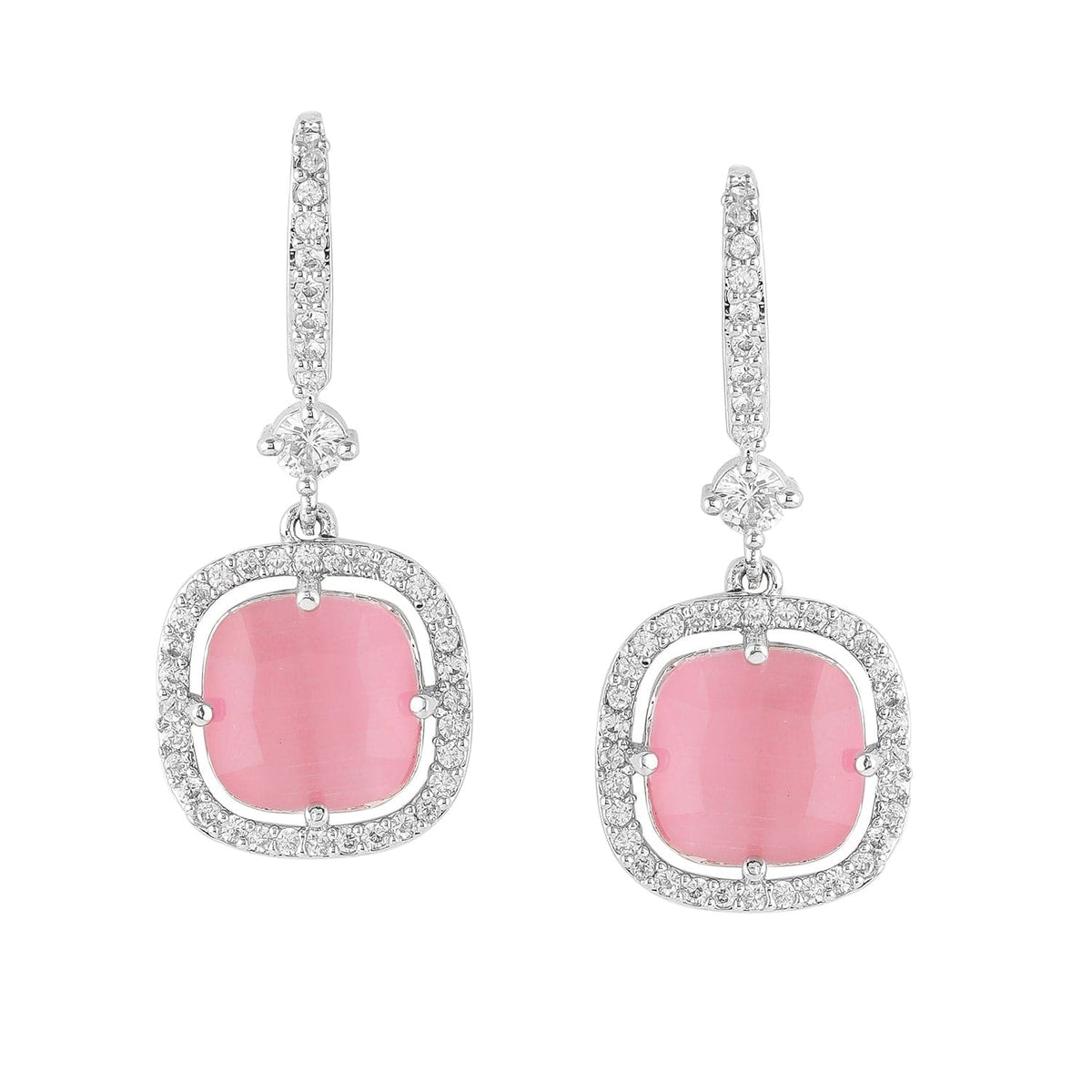 Subtle Spark Light Pink Drop Earrings Silver