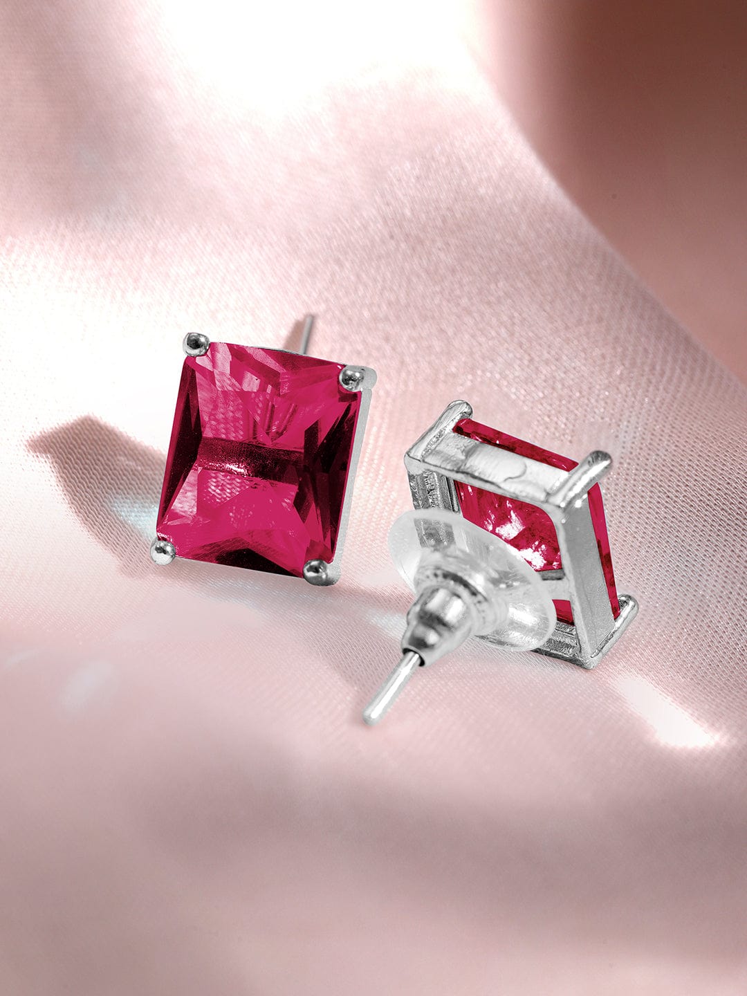 American Diamond Zirconia Ruby Pendant Set Red