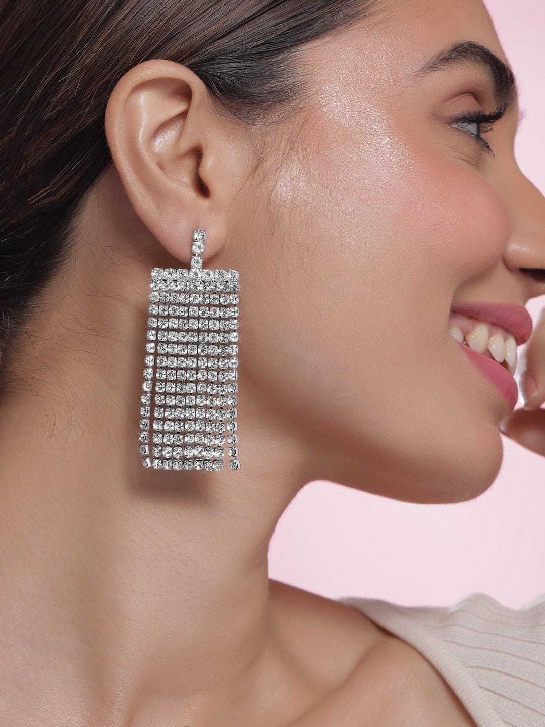 Moonlit Strands of Glamour Earrings Silver