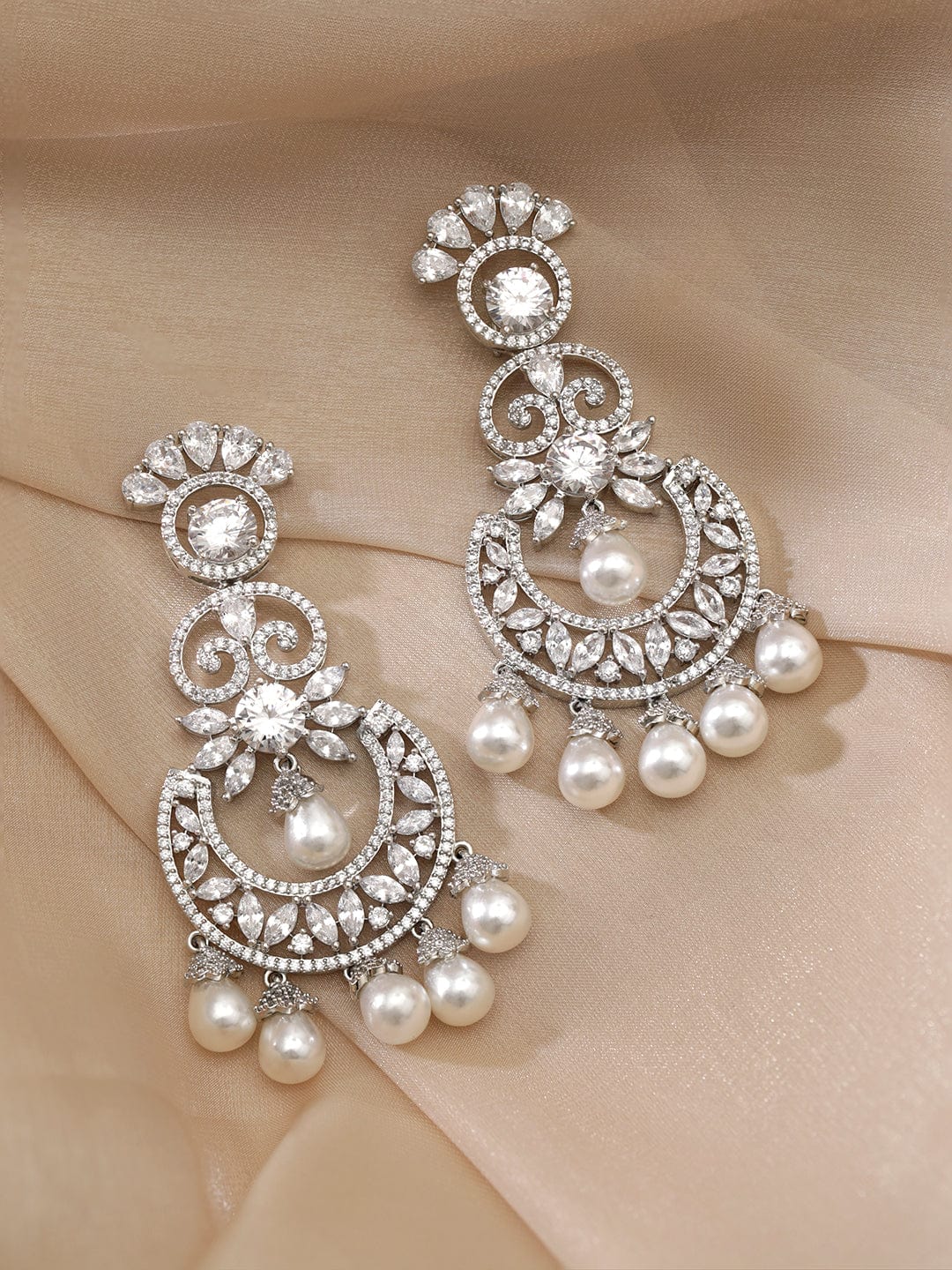 Opulent Red Pearl Dangler Earrings Red
