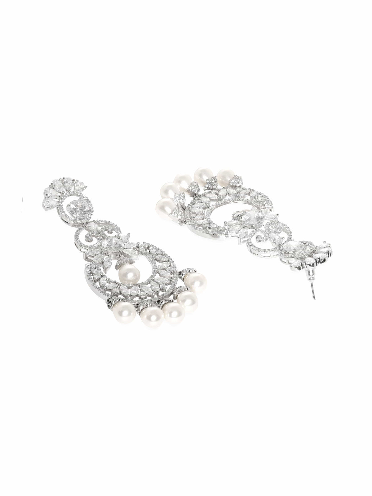 Opulent Red Pearl Dangler Earrings Silver