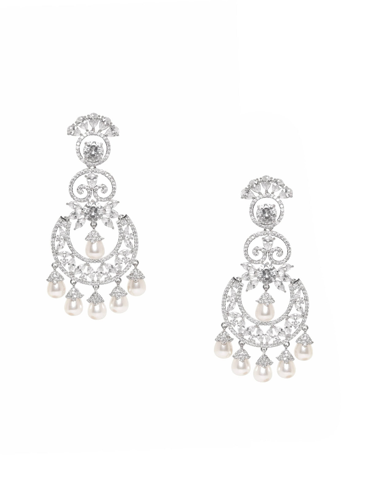 Opulent Red Pearl Dangler Earrings Green