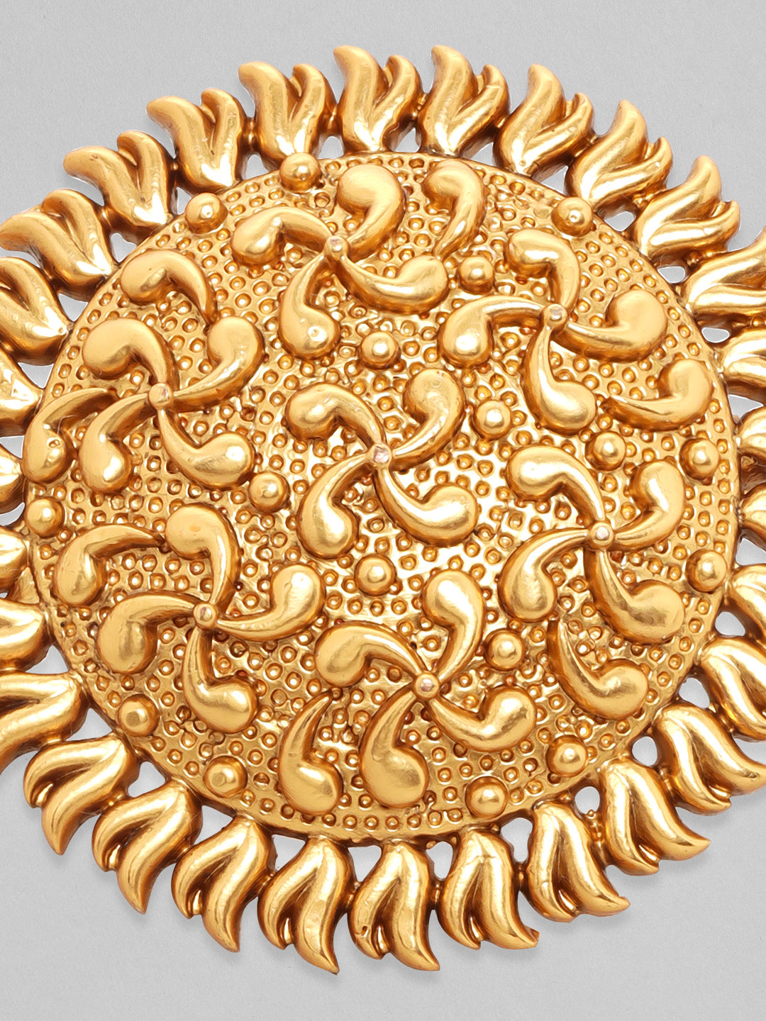Rubans Luxury 22K Pure Gold Plated Finely Detailed Temple Statement Ring. Gold