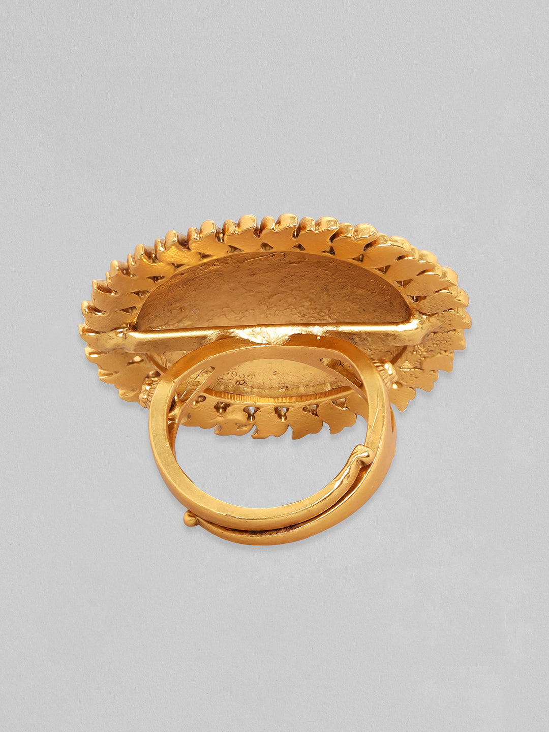 Rubans Luxury 22K Pure Gold Plated Finely Detailed Temple Statement Ring. Gold