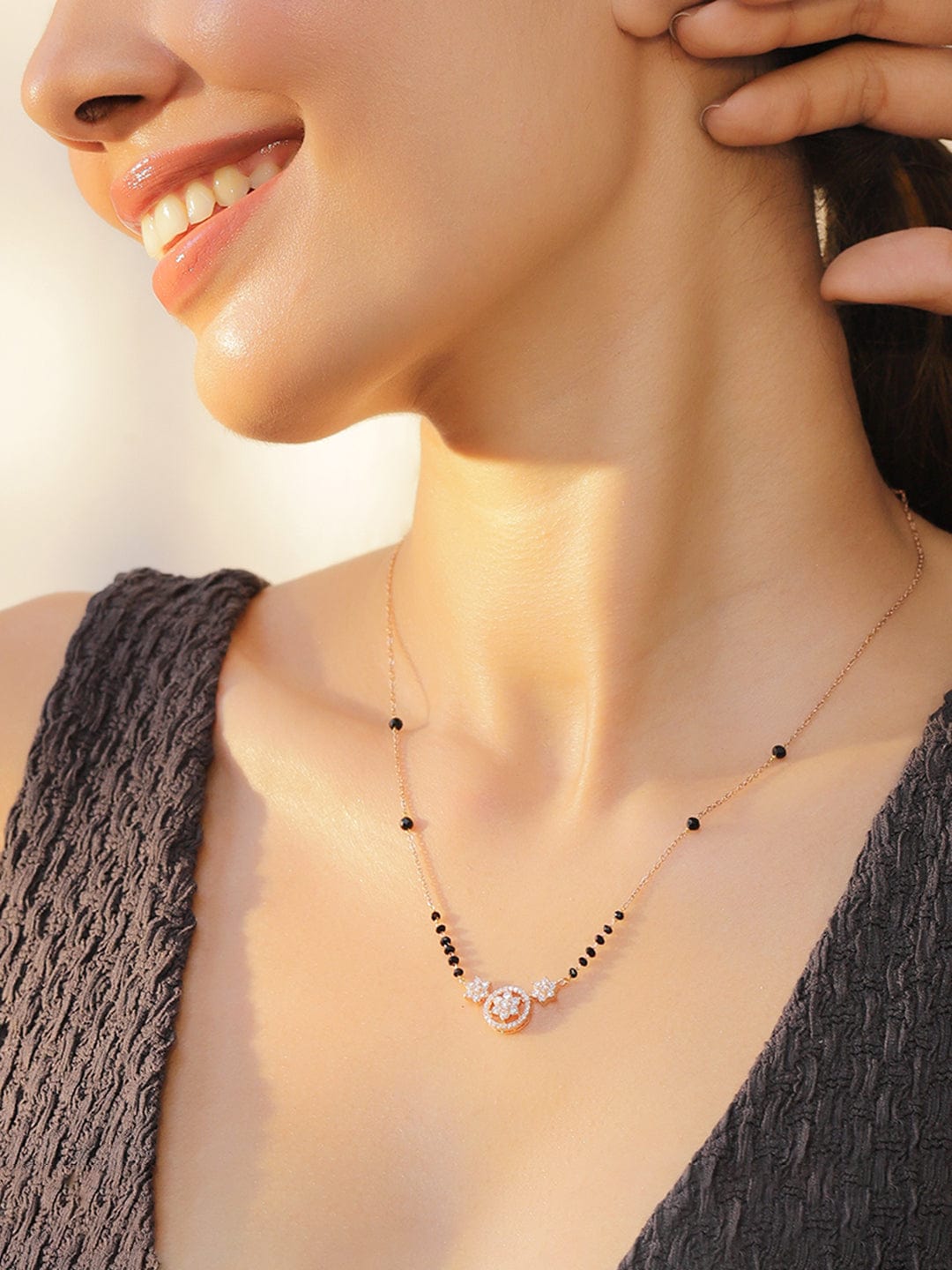 Timeless American Diamond Pendant Necklace Gold