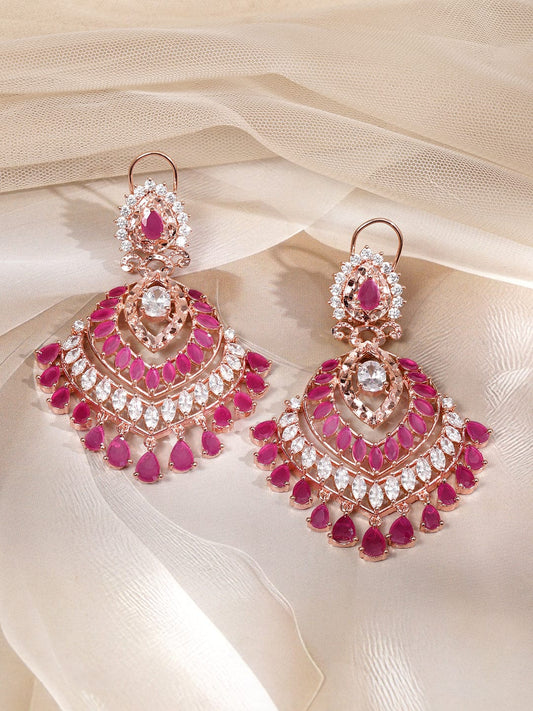 Rosé Radiance American Diamond Zirconia Dangle Earrings フリーサイズ
